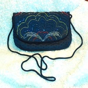 Geometric Design Beaded Corded Evening Purse
